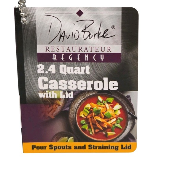 David Burke Cookware Regency 2.4Qt Stainless Steel Casserole Pot Straining Lid‎ - Picture 2 of 15